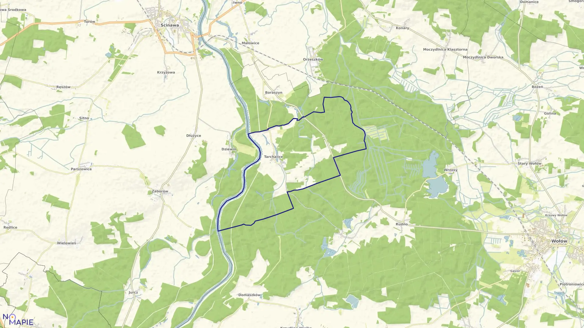 Mapa obrębu Tarchalice w gminie Wołów